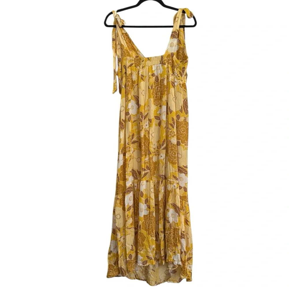 Abercrombie and Fitch Yellow Floral Tie Strap Maxi Dress NWT